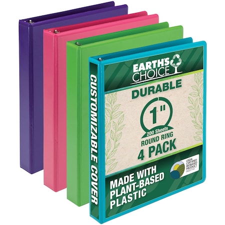 Samsill Earthchoice Durable View Binder, 4PK SAMMS48639